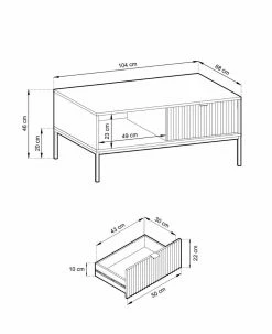 Sohvapöytä Latte, 2 Värivaihtoehtoa -Kodin Sisustus Verkoop latte sohvapoyta mittakuva