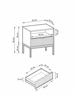 Yöpöytä Latte, 2 Värivaihtoehtoa -Kodin Sisustus Verkoop latte yopoyta mittakuva